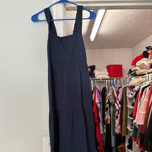 Dark Blue cotton/linen cris-cross Maurice’s midi dress